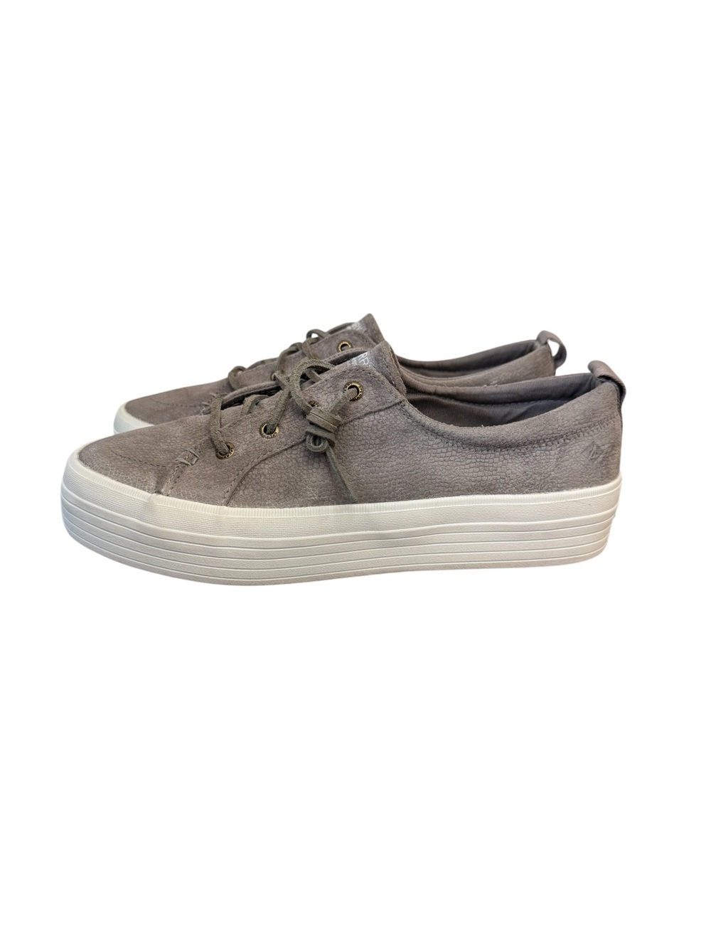 Sperry Crest Vibe Platform Serpe Grey Leather Sneaker Women’s 8.5 Nautical